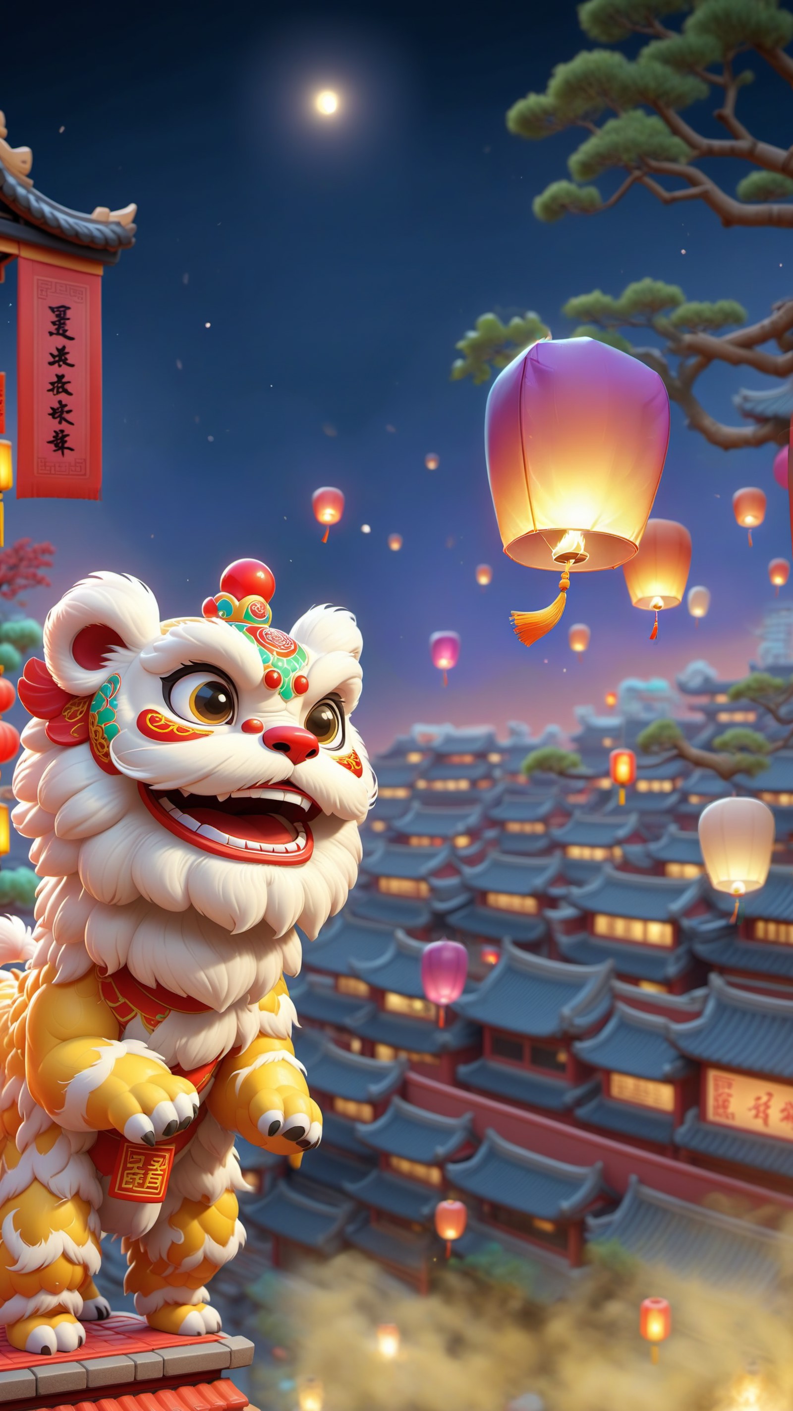 <lora:Chinese Spring Festival Theme_Kongming Lanterns_XSE_GAME_V1-000006:1>,kongming lantern,in the style of temmie chang,...